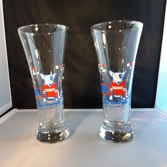 Vintage 1987 Bud Light Spuds Mackenzie Party Animal Beer Glasses Budweiser